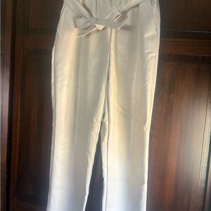 Elegant Cream Tie-Waist Trousers